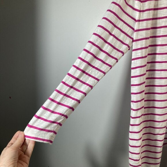 Womens Chicos The Ultimate Tee Striped Open Front Cardigan Pink White L - Picture 4 of 8